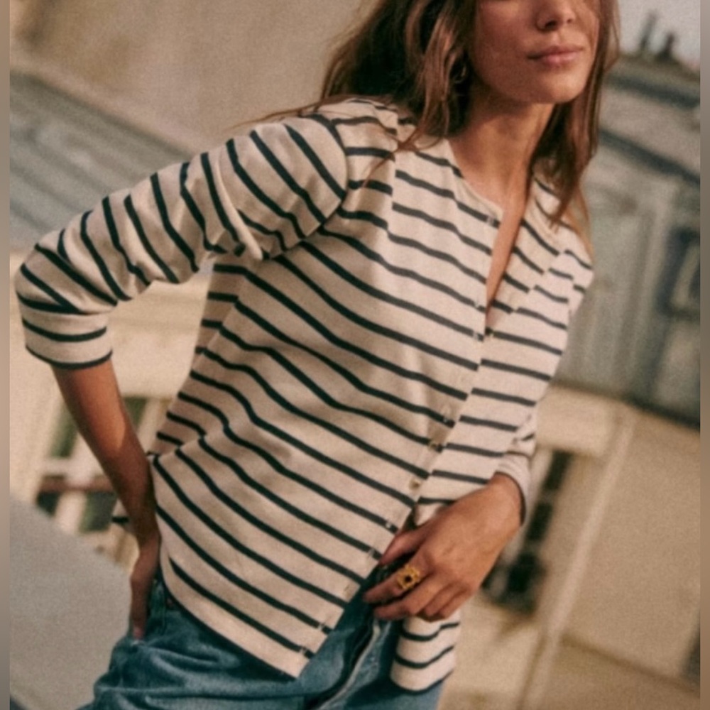 Sezane Noam Mariniere in Navy Ecru Sz XS